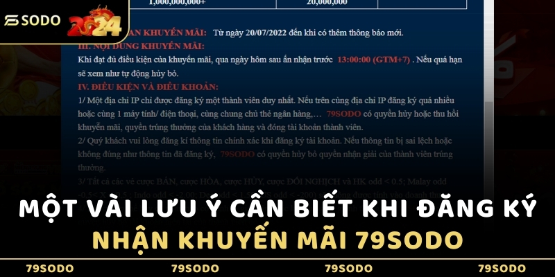 Một vài lưu ý cần biết khi đăng ký nhận khuyến mãi 79Sodo